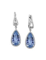 7.47ct Blue Topaz & Diamond Dangling Earrings 14k Gold