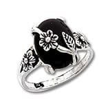 Sterling Silver Black Cat's Eye Ring