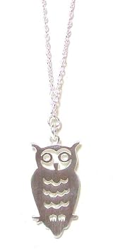 Tashi Sterling .925 Silver Sitting Owl Pendant Necklace
