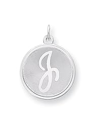 Sterling Silver Brocaded Initial J Charm