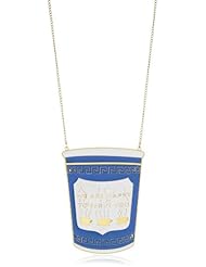nOir "Pop Culture" Coffee Cup Enamel Pendant Necklace