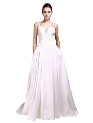 Spaghetti Strap Taffeta Beaded Sequined Sweetheart  Dress with a Brush/Sweep Train 