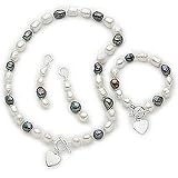 White and Black Baroque Freshwater Pearl Set