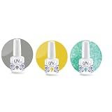 UV-Nails Soak-Off Gel Set Sporty Day (225,206,207) 2 Polishes & 1 Glitter 0.5 OZ  + Aviva Nail Buffer