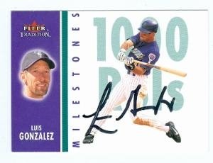 Luis Gonzalez Autographed/Hand Signed baseball card (Arizona Diamondbacks) 2002 Fleer Tradition #20