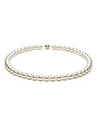 14k Gold 8.5-9mm White Japanese Akoya Saltwater Cultured Pearl Necklace AA+ Quality, Choker Lengths - 14, 15, 16 Inches