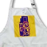 KIKE CALVO vintage camera collection - Picture of a Vintage Twin Lens reflex TLR blue camera on orange - Aprons