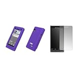 EMPIRE Purple Silicone Skin Cover Case + Screen Protector for Motorola Droi ....