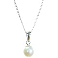Wundersch�ner 925 Sterling Silber S��wasser-Perlen Damen - Anh�nger + Kette Wei� 5.0mm