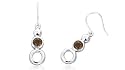 Round Cut Smoky Quartz Dangling Earrings Sterling Silver