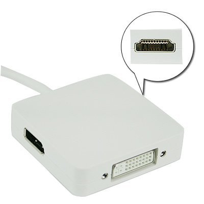 Mini DisplayPort to HDMI-DVI-DisplayPort 3-in-1 Adapter