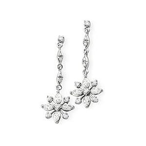 IceCarats Designer Jewelry 14K White Gold Diamond Earring. Pair 1/2 Ct Tw