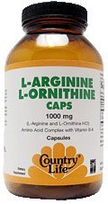 L-Arginine/L-Ornithine 1000mg with B6 Gluten-Free - 60 - Capsule