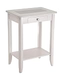FTS - Classic White Phone Stand with Drawer and Frosted Glass Top 136-190-47