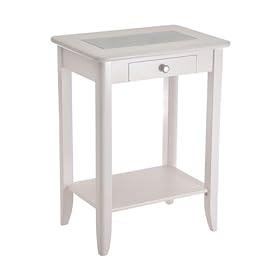 FTS Classic White Phone Stand with Drawer and Frosted Glass Top 136 190 47 FTS - Classic White Phone Stand with Drawer and Frosted Glass Top 136-190-47
