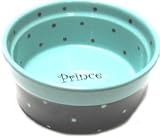 Pet Studio Aqua Polka Dot Prince Dog Food Dish 7 Medium