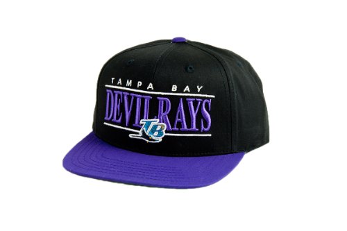 MLB Men's Tampa Bay Devil Rays Nineties Snapback Cap (Black/Purple, Adjustable)