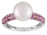 10KT WG 9MM NATURAL PINK CULTURED FRESHWATER PEARL AND 1.00CTW PINK TOURMALINE RING