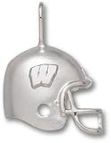 Wisconsin Badgers Solid Sterling Silver ''W'' Helmet Pendant
