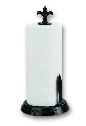 Old Dutch Jet Black Fleur De Lis Standing Towel Holder, 15-Inch Height