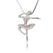 Pink Crystal Dancer Balerina Charm Pendant Necklace Fashion Jewelry