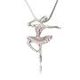 Silver and Pink Crystal Dancer Balerina Charm Pendant Necklace Fashion Jewelry