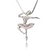 Pink Crystal Dancer Ballerina Charm Pendant Necklace Fashion Jewelry