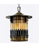 Quoizel TFAR1915BE Autumn Ridge 19-Inch Jumbo Hanging Lantern with Tiffany Glass, Bergamo Finish