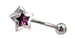 Purple Crystal Star Stars Real Steel Belly Ring Barbell