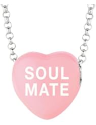 Sterling Silver 12mm Lt Pink enamel Sweethearts SOUL MATE Heart Pendant