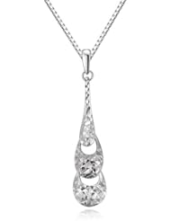 14K Italian White Gold Diamond Cut Triple Drops Hanging Pendant Necklace (16"), Women Jewelry in Gift Box