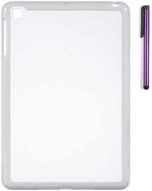 Premium New Apple® Ipad® Mini Protective Cover Case Surrounded By Black Shock Absorbent TPU Border With Purple Stylus Touch Screen Pen (White)
