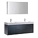 Fresca Valencia 60 inch Dark Slate Gray Wall Hung Double Sink Modern Bathroom Vanity w/Medicine Cabinet