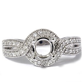 14k White Gold .30CT Fancy Diamond Semi Mount Engagement Ring Setting Mounting G/H I1 Size 7 (Reizable)