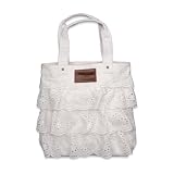 「プライスダウン!ニューヨーク 直輸入 Abercrombie & Fitch アバクロ (アバクロンビー & フィッチ) ラッフルレース クラシック トート バッグ(White)」の画像