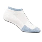 Thorlo Thin Cushion Micro-Mini Crew Tennis Socks with THORiLONi and CoolMaxi - White/Carolina Blue - T1CCU