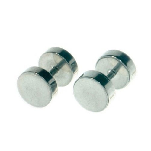 31fuF%2BuQLVL Silver Untainted Steel Fake Illusion Tunnel Plugs Earrings Men Unisex 8mm