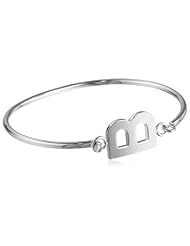 Silvertone Brass Initial Bangle Bracelet; 2.72"