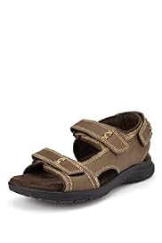 Open Toe Riptape Leather Trekker Sandals