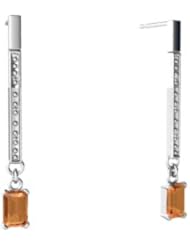 Genuine Fire Opal 14kt White Gold Dangle Drop Earrings