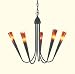 Chandelier 5 light fixture sable finish amber swirl glass shade Contempo
