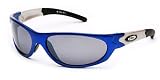 SOS X-Wrap Slasher FM Metallic Blue Sports Sunglasses w/Smoke-FM Lens Color