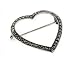 Large Sterling Silver Open Marcasite Heart Brooch Pin