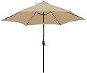 9-Foot TropiLight Lighted Bronze Aluminum Market Umbrella with Beige Poly Cover