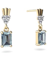 Genuine Aquamarine 14kt Yellow Gold Dangle Drop Earrings