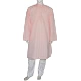 White Cotton Kurta Pajama Embroidered Clothes Size L Chest :42 inches