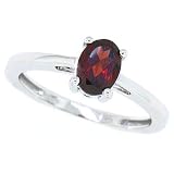 1.00ct Oval Garnet Ring in 14Kt White Gold