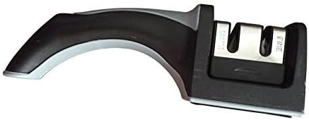 Kitchen Knife Sharpener 2 Stage Easy Grip Black Grey Finish Sharpening &amp; Honing Straight Edge Stainless Steel Knives Blades Razor Sharp 90 Day No Problem Guarentee