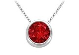 Sterling Silver GF Bangkok Ruby Bezel-Set Solitaire Pendant
