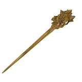 Crystalmood Handmade Lignum-vitae Wood Carved Hair Stick Begonia 7 inches